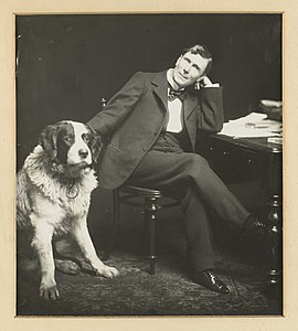 Actor Bland Holt with dog