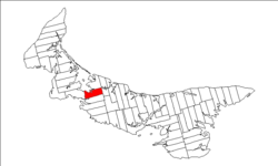 Map of Prince Edward Island highlighting Lot 19