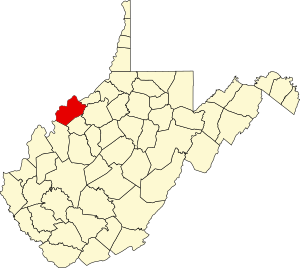 Map of West Virginia highlighting Wood County