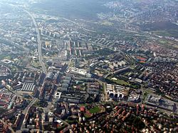 Aerial view of Pankrác