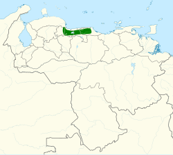 Distribución geográfica del orejerito venezolano.