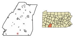 Location of Salisbury in Somerset County, Pennsylvania.