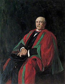 Seated painted portrait in academic robes