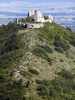 Turňa Castle above the village