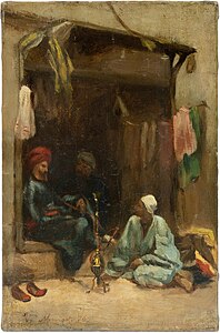Orientalist scene with hookah smoker, 1876