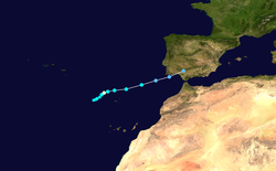 Parcours de l'ouragan Vince