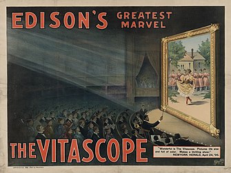 Affiche publicitaire pour le Vitascope, vers 1896. (définition réelle 5 725 × 4 300)