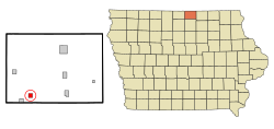 Location of Hanlontown, Iowa