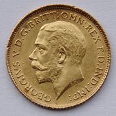 Gold coin with left-facing profile portrait of George V