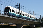 Light rail train in Tukwila, Washington