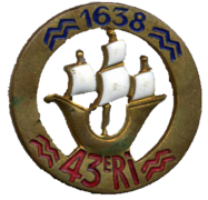 Insigne du 43e régiment d'infanterie (vagues et chiffres rouges)