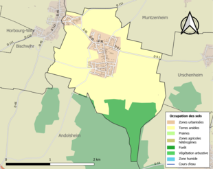 Carte en couleurs présentant l'occupation des sols.