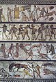 Image 59The Zliten mosaic, from a dining room in present-day Libya, depicts a series of arena scenes: from top, musicians; gladiators; beast fighters; and convicts condemned to the beasts (from Roman Empire)