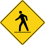 WC-7 Pedestrian crosswalk ahead