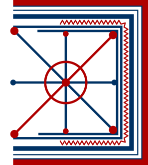 Exemple de bannière familiale traditionnelle de Samarine, à l’origine du drapeau aroumain.