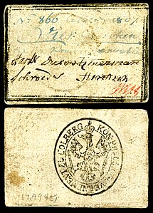 Four groschen, issued during the Siege of Kolberg, by the Government of Kolberg