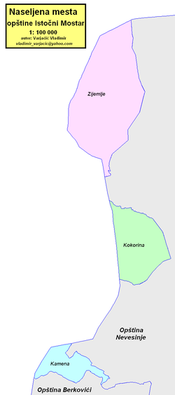 Location of Istočni Mostar