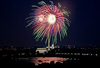 Fireworks over the National Mall in Washington, D.C., every July 4 are preceded by a concert known as A Capitol Fourth, which takes place outside the U.S. Capitol and is televised on the American public television network PBS.