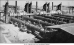 Vue des six fours rotatifs de l'usine de réduction directe d'Essen-Borbeck, vers 1964.