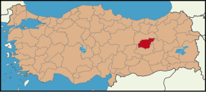 Localização da província de Tunceli na Turquia