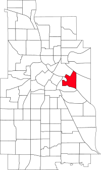 Location of University within the U.S. city of Minneapolis