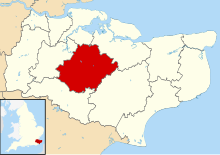 Map with the Maidstone area coloured red