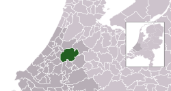 Highlighted position of Alphen aan den Rijn in a municipal map of South Holland