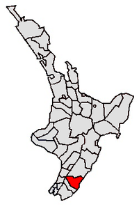 Location of Masterton District in North Island