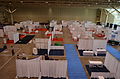 Conference booths during setup