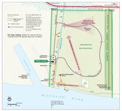 Chalmette Battlefield map showing the Chalmette National Cemetery (courtesy of the National Park Service)