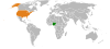 Location map for Nigeria and the United States.