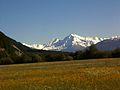 Ortler und Königspitze von St. Valentin auf der Haide aus gesehen