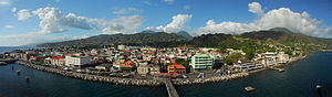 Panorama of Roseau from Cruise ship