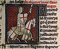 George as a knight, miniature from a ms. of Vies de Saints, c. 1290–1310 (Bibliothèque Sainte-Geneviève, Manuscrit 588)