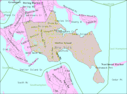 U.S. Census map of the CDP of Shelter Island