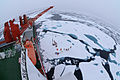 Drifting ice camp in the middle of the Arctic Ocean