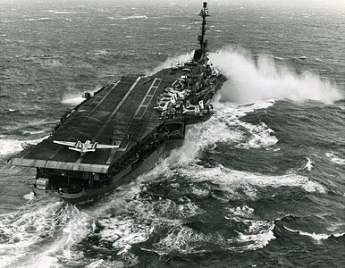 USS Essex in heavy seas, 1960