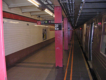 The Manhattan-bound platform as it looked when the station was known as "23rd Street – Ely Avenue"