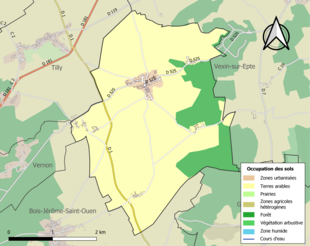 Carte en couleurs présentant l'occupation des sols.