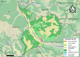 Carte en couleurs présentant l'occupation des sols.