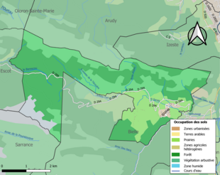 Carte en couleurs présentant l'occupation des sols.