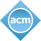 "acm" in blue circle with gray rim, surrounded by blue diamond