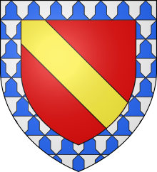 Coat of arms of the house of La Fayette: Gules, a bend or, with a bordure vair