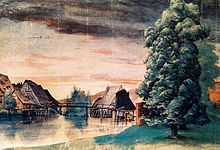 Les Moulins à Eau sur la Pegnitz, Albrecht Dürer, 1506 (Cabinet des estampes, Paris)