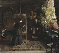 Jeanna Bauck, The Danish Artist Bertha Wegmann Painting a Portrait, late 19th century