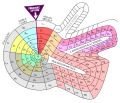 Theodor Benfey arranged the elements in a spiral, around hydrogen. The atomic weight determines the position of the element.
