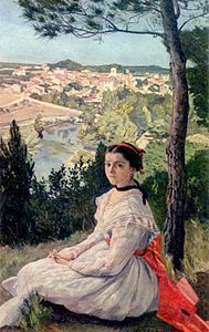 Vue de Castelnau-le-Lez depuis le parc Méric par Frédéric Bazille en 1868.