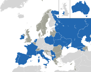 Um mapa colorido dos países da Europa