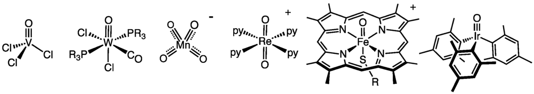 Re]]O2(py)4]+ (d2), composé I du cytochrome P450 (d4) et O=Ir(Mes)3 (d4)[7].