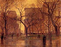 Madison Square Park After the Rain painted by Paul Cornoyer (c.1900)